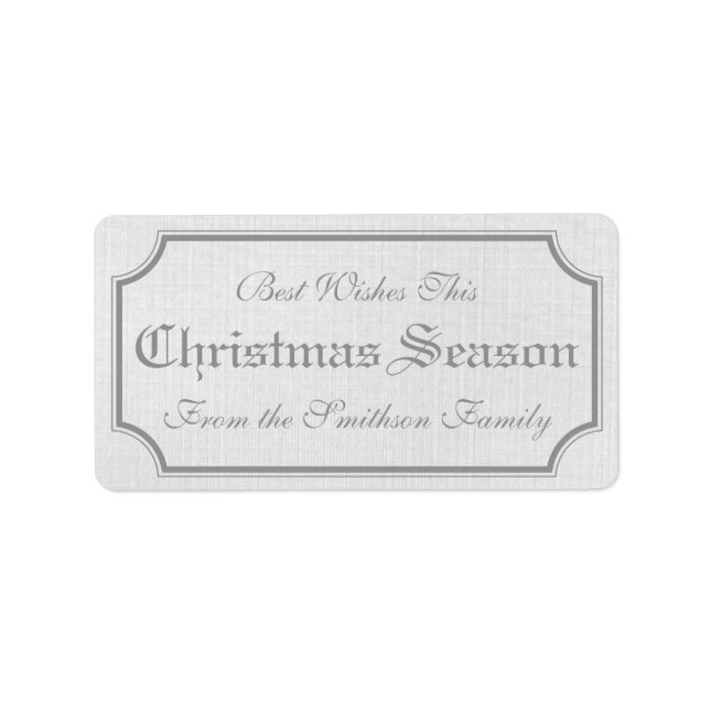 Grey Vintage Christmas Gift Label Stickers (Front)