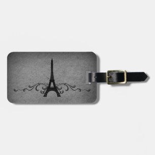 Grey Vintage French Flourish Luggage Tag