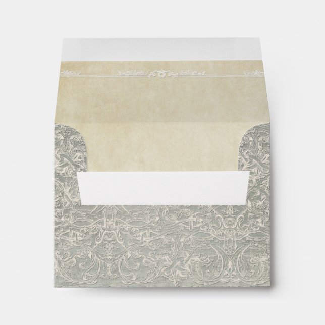 Grey Vintage French Regency Lace Weddings Envelopes (Back (Bottom))