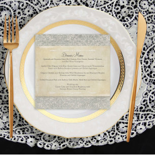 Grey Vintage French Regency Lace Weddings Menu