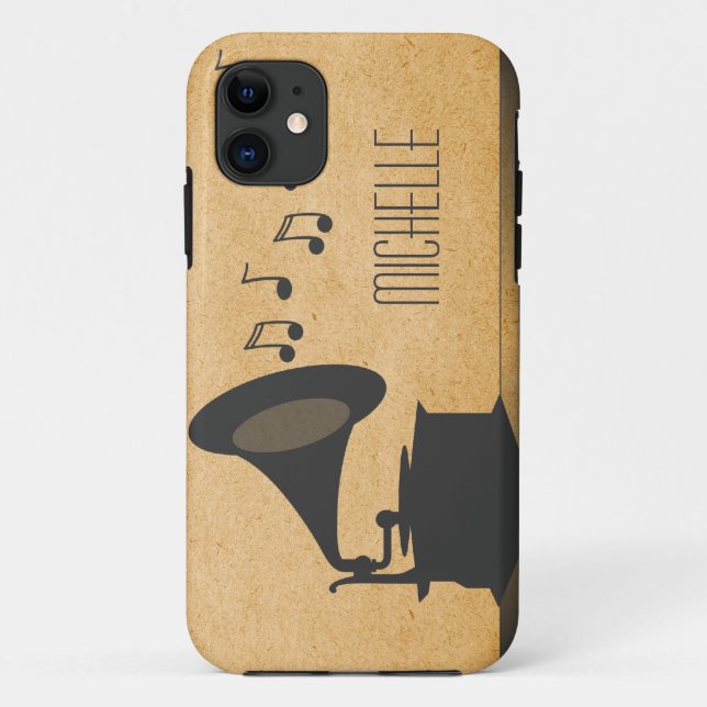 Grey Vintage Gramophone BT iPhone 5 Case (Back)