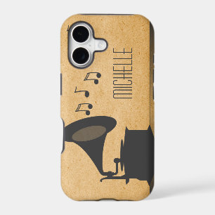 Grey Vintage Gramophone BT iPhone 5 Case