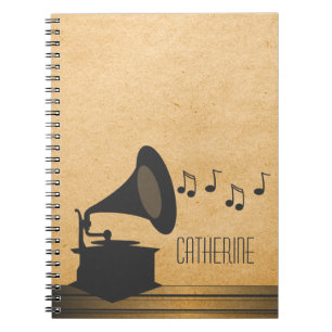 Grey Vintage Gramophone Notebook