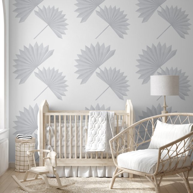 Grey Vintage Palm Wallpaper (Kids)