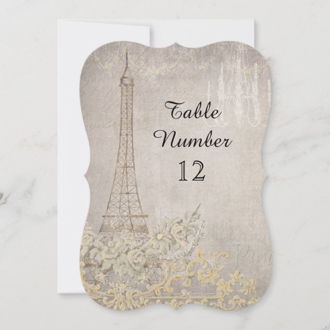 Grey Vintage Paris Parisian Reception Table Number (Front)