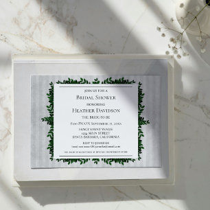 Grey Vintage Striped Foliage Bridal Shower Invite