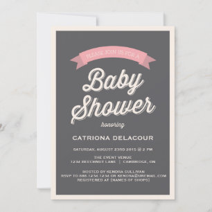 Grey Vintage Typography Baby Shower Invitation