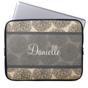 Grey Vintage Zinnia Laptop Sleeve