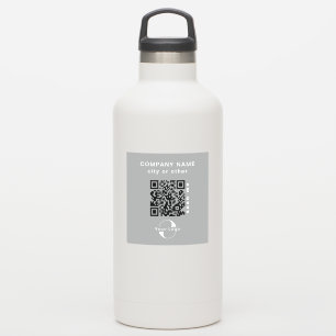 Grey Vinyl square Business QR code Water Bottle