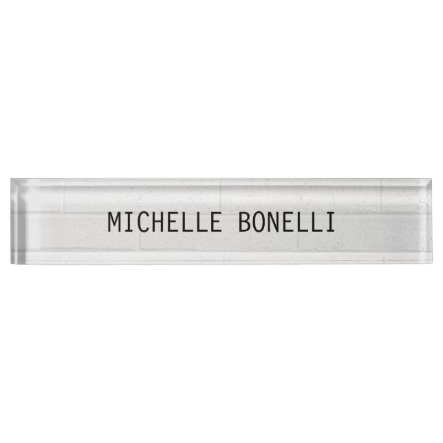 Grey  Wall Bricks Design Plain Legible Modern Nameplate (Front)