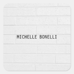 Grey  Wall Bricks Design Plain Legible Modern Square Sticker