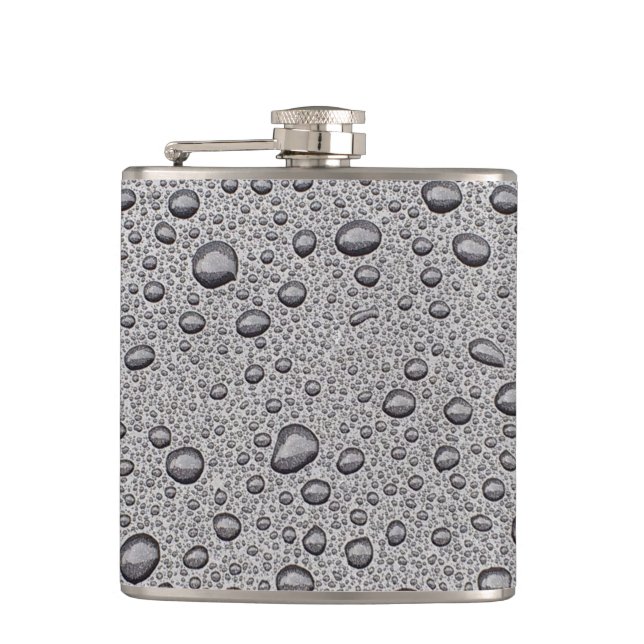 Grey water droplets hip flask (Front)