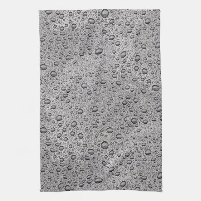 Grey water droplets tea towel (Vertical)