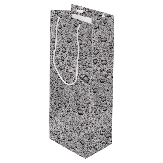 Grey water droplets wine gift bag (Front Angled)