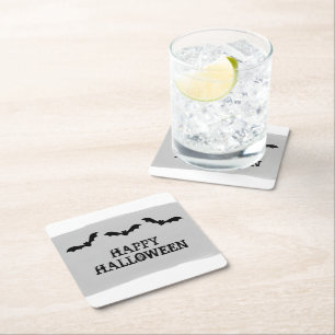 Grey Watercolor Bats Halloween Paper Coasters