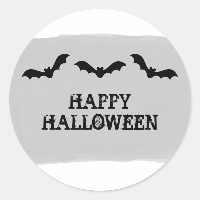 Grey Watercolor Bats Halloween Stickers (Front)