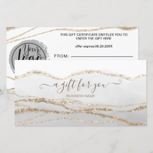 Grey watercolor gold logo gift certificate