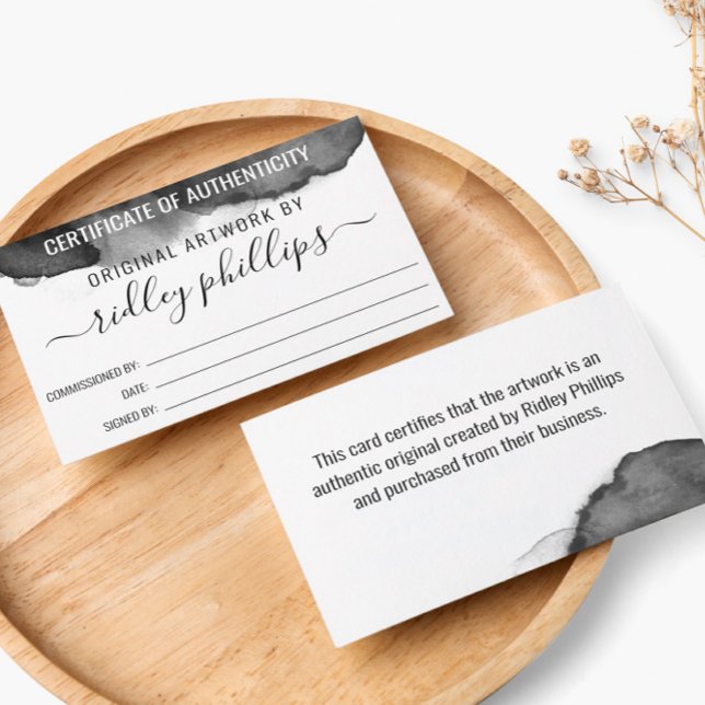 Grey Watercolor Larger Certificate of Authenticity (Creator Uploaded)