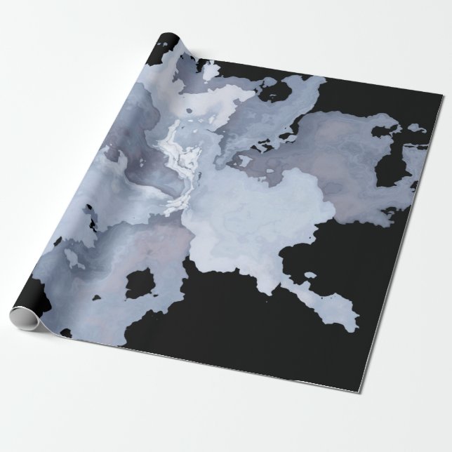 Grey Watercolor Marble Goth Wrapping Paper (Unrolled)