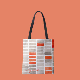 Grey Watercolor Pattern Named Tote Bag
