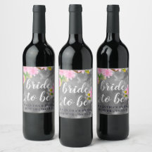 Grey Watercolor & Pink Floral "Bride to be" Shower