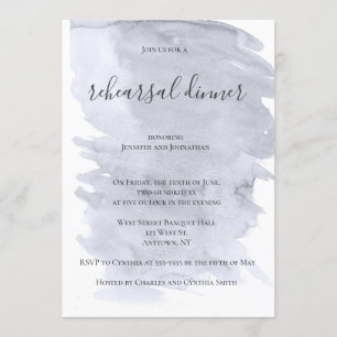 Grey watercolor rehearsal dinner invitations