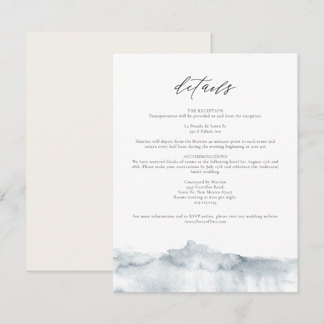 Grey Watercolor Splash Philadelphia Details Card (Front/Back)