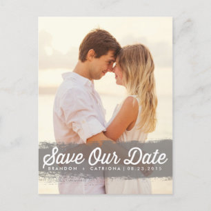 GREY WATERCOLOR SPLASH SAVE THE DATE POSTCARD