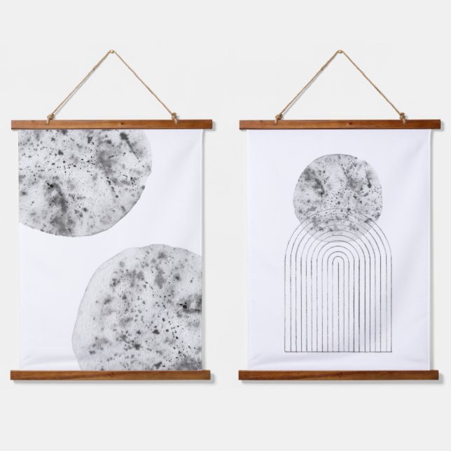 Grey watercolor splashes hanging tapestry (Double)