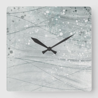 Grey watercolor square wall clock