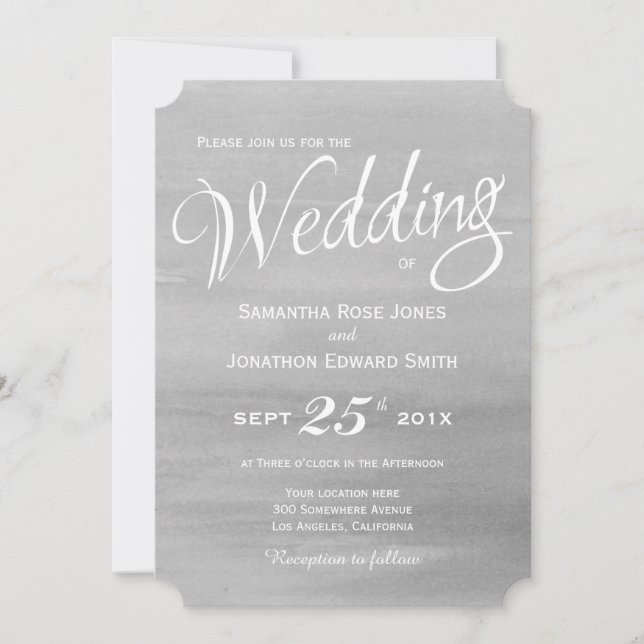 Grey Watercolor Wedding Invitation (Front)
