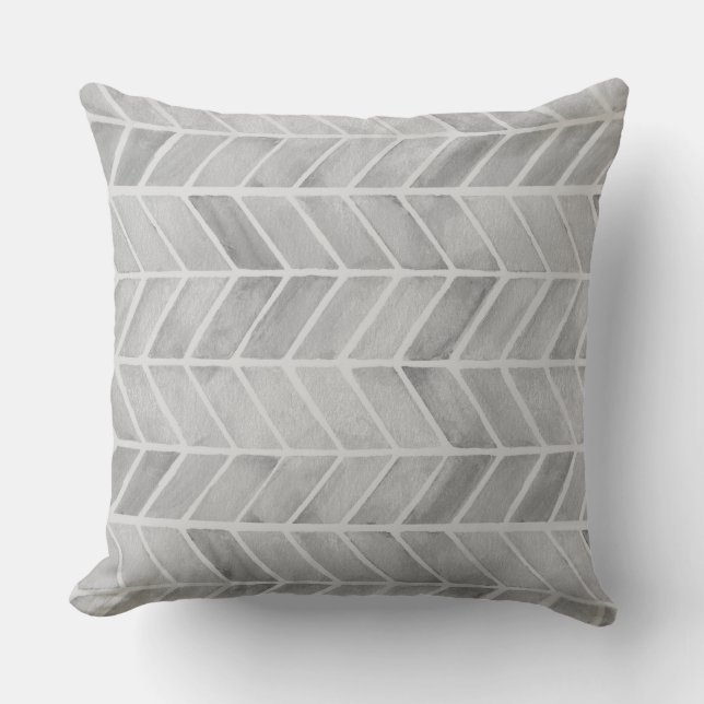 Grey Watercolor with Arrow Pattern Cushion (Front)