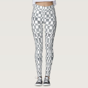 Grey Watercolour Checks Leggings