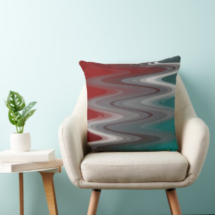 Grey waves on burgundy teal cushion