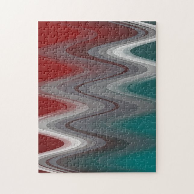 Grey waves on burgundy teal jigsaw puzzle (Vertical)