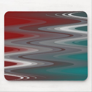 Grey waves on burgundy teal mouse mat