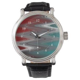 Grey waves on burgundy teal watch
