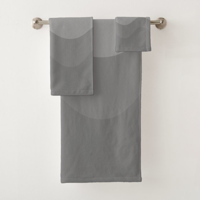 Grey Wavey Stripe Modern Bath Towel Set (Insitu)