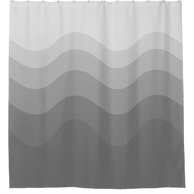 Grey Wavey Stripe Modern Shower Curtain (Front)