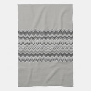 Grey Wavy Zigzag Pattern Tea Towel