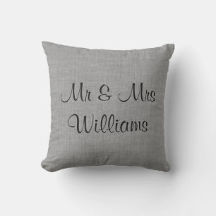 Grey "We Did" Monogrammed Outdoor Pillow
