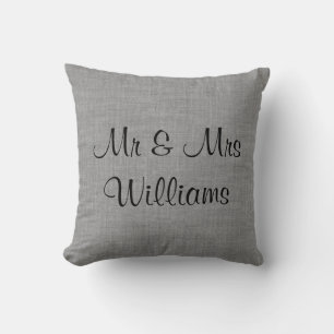 Grey "We Did" Monogrammed Pillow