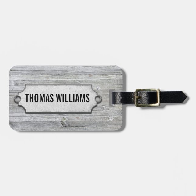 grey weathered wood with beveled tag (Front Horizontal)