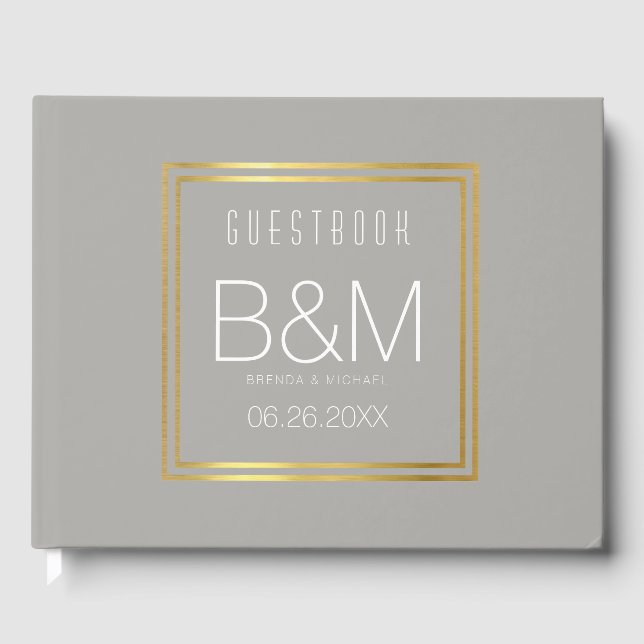 grey wedding-book, guest book for a chic event (Front)