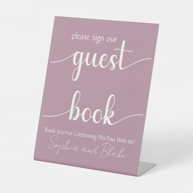 Grey Wedding Guest Book Pedestal Sign (Front)