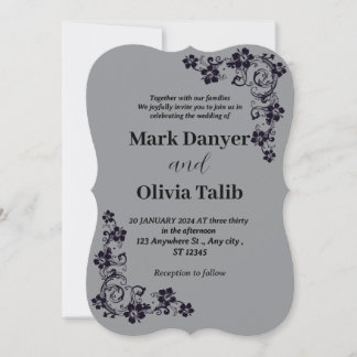 Grey wedding invitation / simple & romantic design