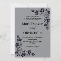 Grey wedding invitation / simple & romantic design