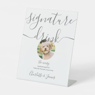 Grey Wedding Pet Signature Drink  Pedestal Sign