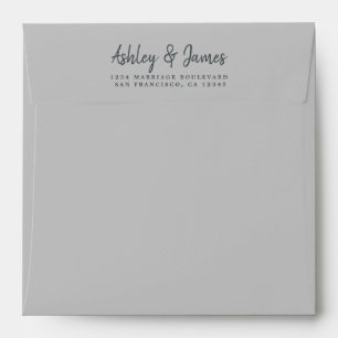 Grey Wedding Return Address Square Envelope