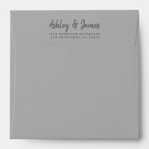 Grey Wedding Return Address Square Envelope